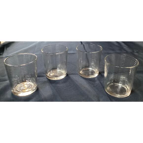 Set of 4 Pasabahce Horizontal Rings Rock Glasses Low Ball Tumblers 4” - Picture 7 of 9